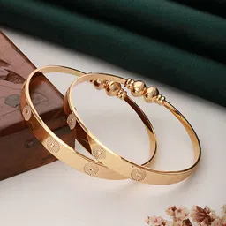 Aadvik Designs Set Of 2 Gold-Plated Adjustable Bangles-0