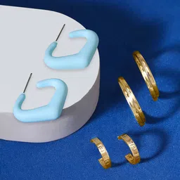 Rubans Voguish Set Of 3 Gold-Plated Half Hoop Earrings image 3