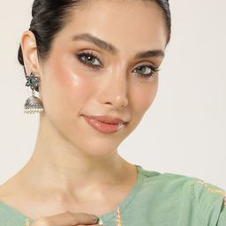 AITIHYA Ethnic Stones Floral Dome Shaped Jhumkas Earrings-43