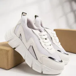 Shoetopia Women White Solid Sneakers-44