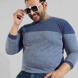 Instafab Plus Men Blue Colourblocked Flex T-shirt-picture-39