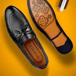 INVICTUS Men Textured Tasselled Formal Loafers-image-77