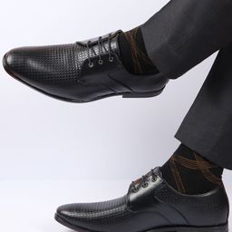 FAUSTO Men Textured Round Toe Formal Derbys-image-70