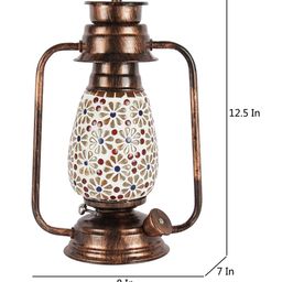 Devansh Multicoloured Textured Mosaic Glass Table Lantern image 3