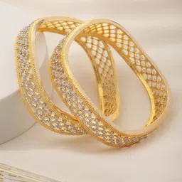 Saraf RS Jewellery Set Of 2 Gold-Plated AD-Studded Bangles-12