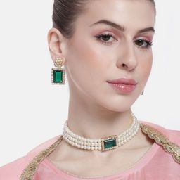 Peora Gold-Plated Kundan-Studded & Beaded Jewellery Set-35