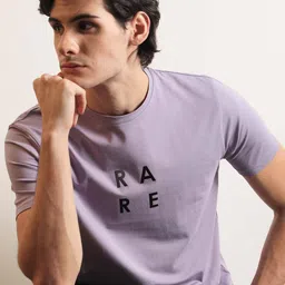 RARE RABBIT Men Lalyy Typography Printed Slim Fit Cotton T-Shirt-50