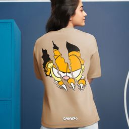Bewakoof Smiling Cat Graphic Printed Oversized T-shirt-image-33
