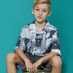 Cherry Crumble Boys Grey Comfort Printed Casual Shirt-image-82