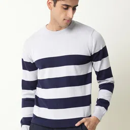 RARE RABBIT Men Marri Slim Fit Striped Sweater Vest-image-85
