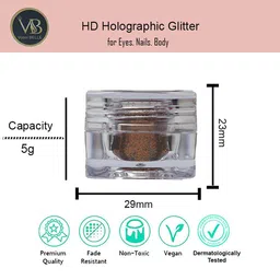 Veoni BELLE Holographic Set Of 2 HD Glitter Eyeshadow-5g Each-Copper 13-Emerald Green 20 image 4