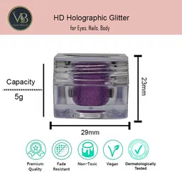 Veoni BELLE Holographic Set Of 2 HD Glitter Eyeshadow-5g Each-Copper 13-
Violet Purple 10 image 4