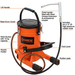 Groz Foot Operated Bucket Grease Pump without Wheels FOP/10A-image-6
