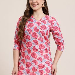 HERE&NOW Floral Print V-Neck Kurti-image-74