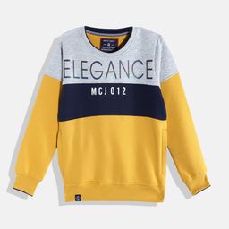 Monte Carlo Boys Mustard Yellow & Navy Blue Colourblocked Sweatshirt-image-64