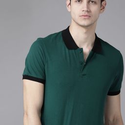 Roadster Men Teal Green Solid Polo Collar T-shirt-image-44