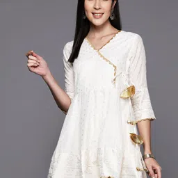 Ahalyaa Printed Chanderi Ethnic Tunic with Gotta Patti-image-2