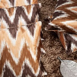 HOUZZCODE Brown & Orange Set of 5 Abstract Square Cushion Covers image 1