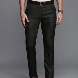 Raymond Men Checked Slim Fit Formal Trousers-picture-9