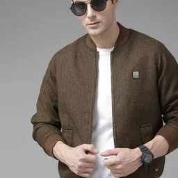 The Roadster Lifestyle Co. Chevron Patterned Bomber Jacket-image-0