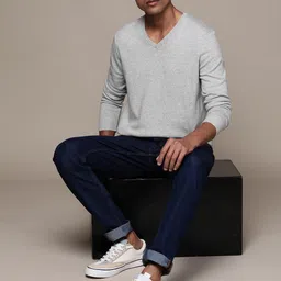 Macy's Club Room Men Grey Melange Solid Pullover-picture-29