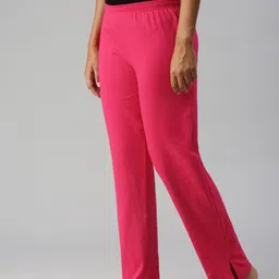 NOT YET by us Women Pink Solid Mid-Rise Cotton Lounge Pants-image-42