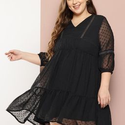 Sztori Plus-Size Fit & Flare Dobby Print Tiered Dress-picture-15
