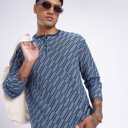 glitchez Urban Dope Textured Henley Neck Relaxed T-shirt-image-31