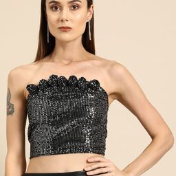 DODO & MOA Embellished Smocked Tube Crop Top-image-97