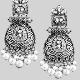 Rubans Silver-Plated Contemporary Drop Earrings-41