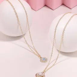 Zaveri Pearls Set Of 2 Gold Plated Enamelled Necklace-16