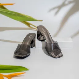 Inc 5 Women Gun Metal Embellished Transparent Sandals-19