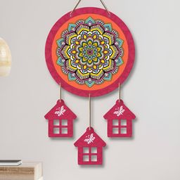 ArtVibes Yellow & Red Floral Wooden Hanging Wall Decor-18