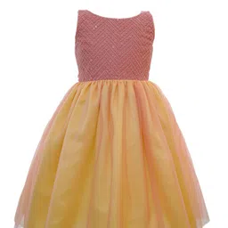 BAESD Girls Geometric Embroidered Sequinned Gathered Net Fit & Flare Dress-picture-6