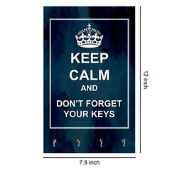 999Store Navy Blue & White Keep Calm And Don`t Forget Your Key Printed Wall Hanging Key Holder image 4