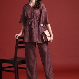 Anouk Ethnic Motifs Printed Pleated Kurta with Trousers-picture-22