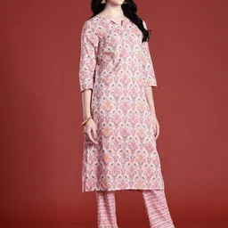 Anouk Ethnic Motifs Printed Pure Cotton Kurta with Trousers & With Dupatta image 3