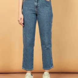 Wrangler Blue Straight Fit High Rise Jeans-image-81