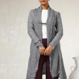 Soch Grey Acrylic Regular Fit Woven Design Shrug-30