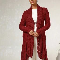 Soch Maroon Acrylic Regular Fit Woven Design Shrug-23