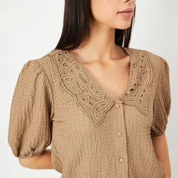 max Women Tie-Up Neck Puff Sleeve Top-image-8