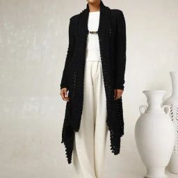 Soch Black Acrylic Regular Fit Woven Design Shrug-image-55