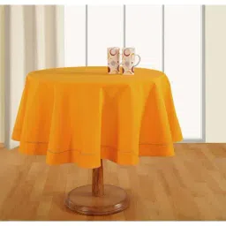 Swayam Mustard Cotton 200 TC Round Table Cover 6 Seater - Set of 1-26