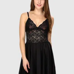 Secret Wish Black Lace Night Dress-image-36