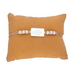 Sri Jagdamba Pearls 0.99 Silver Floral Freshwater Pearls & CZ Rakhi-19