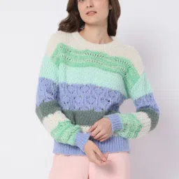 Vero Moda Multicolor Color Block Sweater-30