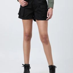 Bene Kleed Black Cotton Regular Fit Cargo Shorts-picture-10