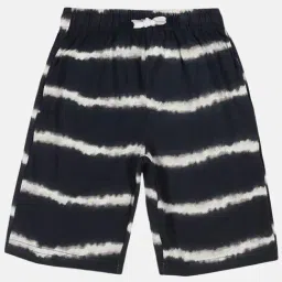 Kiddopanti Kids Black & White Cotton Printed Shorts-image-100