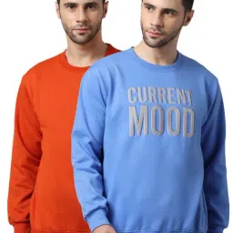 Vimal Jonney Orange & Sky Blue Regular Fit Printed Sweatshirts - Pack of 2-picture-29