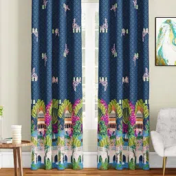 SEJ by Nisha Gupta Navy Polyester 9 Ft. Long Door Curtain - Set of 2-21